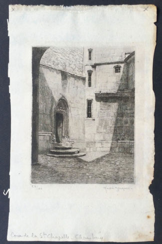 Gravure, "Cour de la Ste Chapelle Chambéry", André Jacques