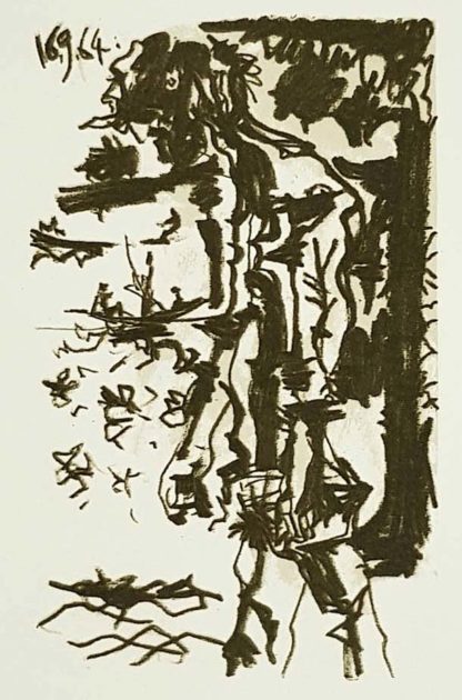 Pablo Picasso, lithographie, profil d'un homme debout