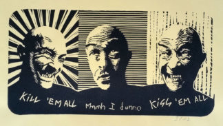 Linogravure "Autoportrait" de Régis Gonzalez