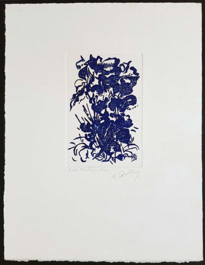 Nicole Quétin, gravure "Feuillages bleus"