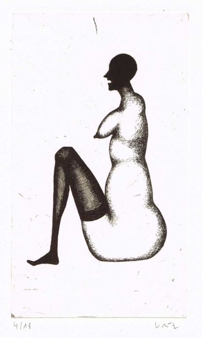 Axel Vater, gravure à l'eau forte, femme nue assise