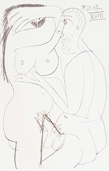 Lithographie,dessin d'un couple, par Pablo Picasso