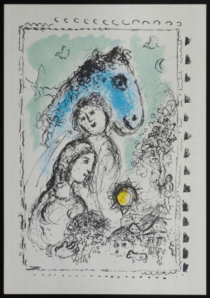 La lithographie "Le cheval bleu au couple" de Marc Chagall