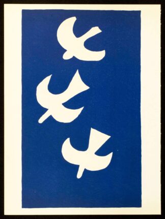 Lithographie Oiseaux sur fond bleu II de Georges Braque