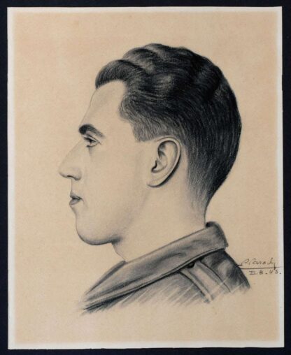 Dessin, portrait d'un prisonnier de guerre Stalag IIIB