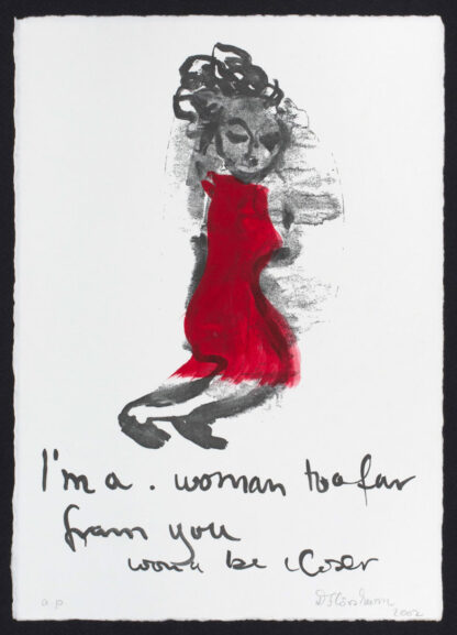 Estampe aquarellée "I'm a woman too far from you" de Daniela Flörsheim