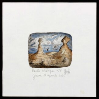 La gravure "Planète désertique" d'Anne-Sophie Llobel