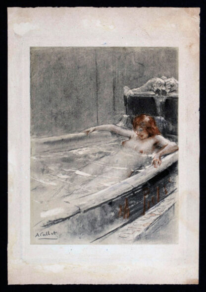 Antoine Calbet, gravure, femme dans baignoire