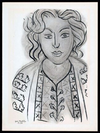 Lithographie, portrait de femme, de Henri Matisse