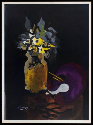 Lithographie "Vase de fleurs jaunes" de Georges Braque