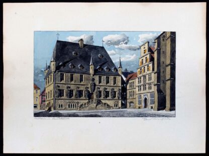 Aquarelle, l'Hôtel de ville d'Osnabrück, de Paul Thierfelder