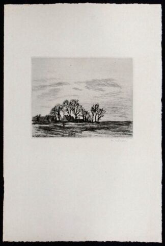 Une gravure, paysage campagnard, d'herbert Kuron
