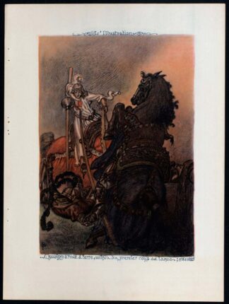 Gravure, d'une bataille médiévale, de Serge Beaune,