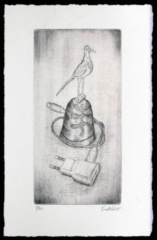 Gravure pointe seche "Cloche avec chargeur", Sebastian Abbo