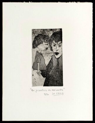 La gravure "Moi je construis des marionnettes", de Bizoux De Clercq
