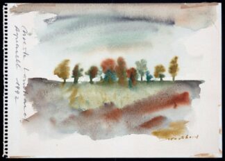 Aquarelle paysage avec arbres de Nicole Lombard