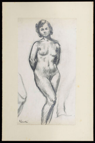 Dessin femme nue debout de René Lecomte