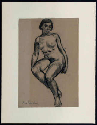 Dessin femme nue assise de René Lecomte